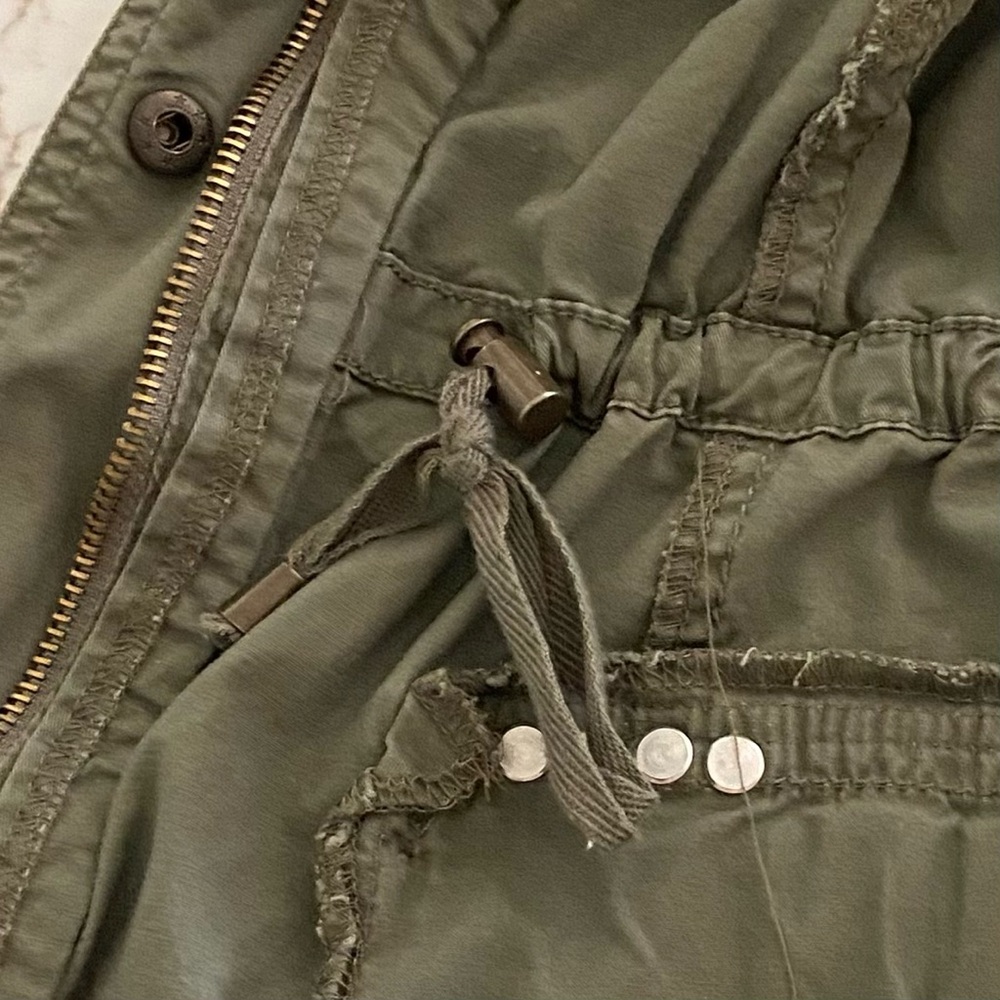 Cargo Utility Hoodie Jacket, Military Vibe, Adjustable Gathered Waist - Picture 9 of 14